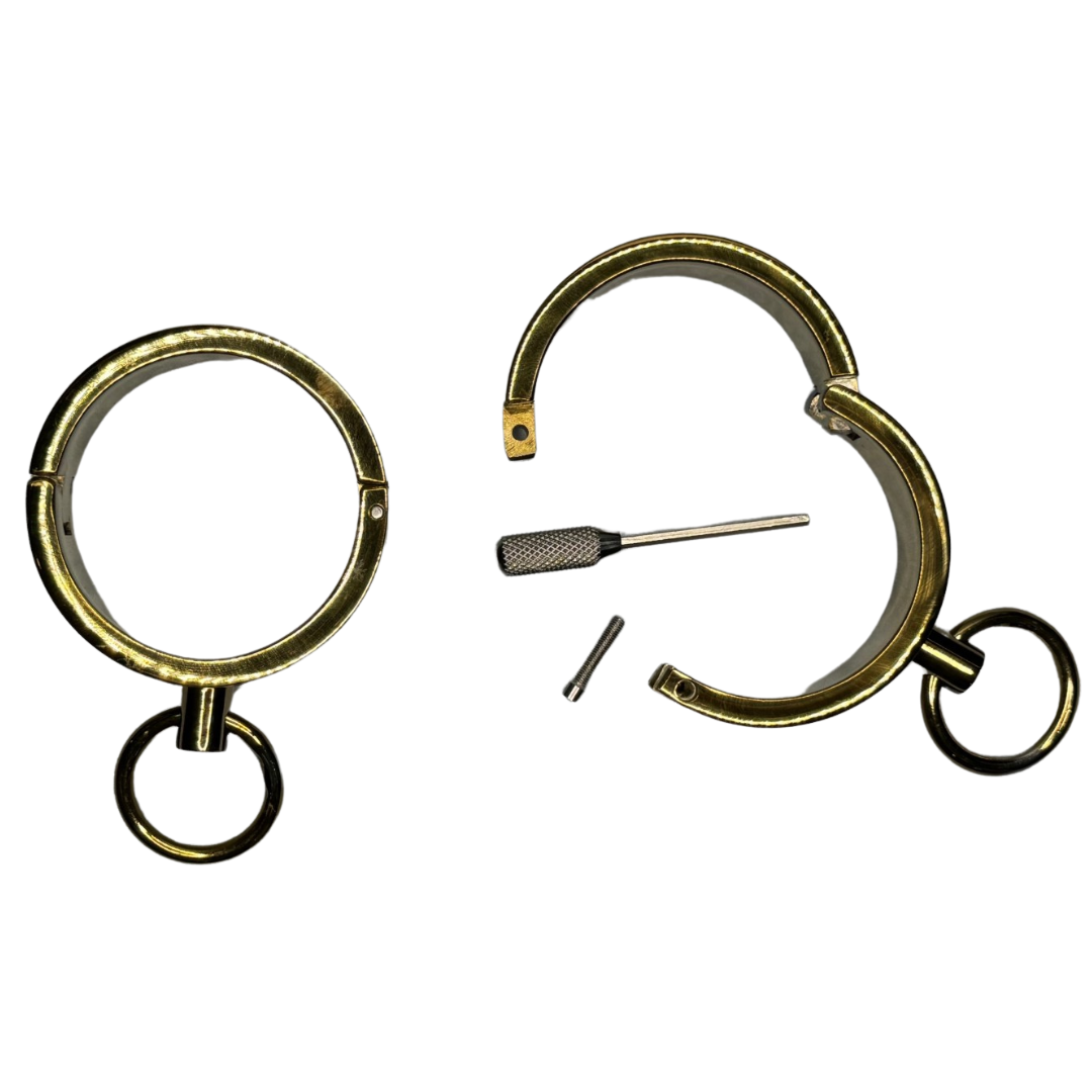 Roomsacred Love Collection Gold Solid Stainless Steel Wrist Cuffs Luxurious Adult Bondage Restraint Play
