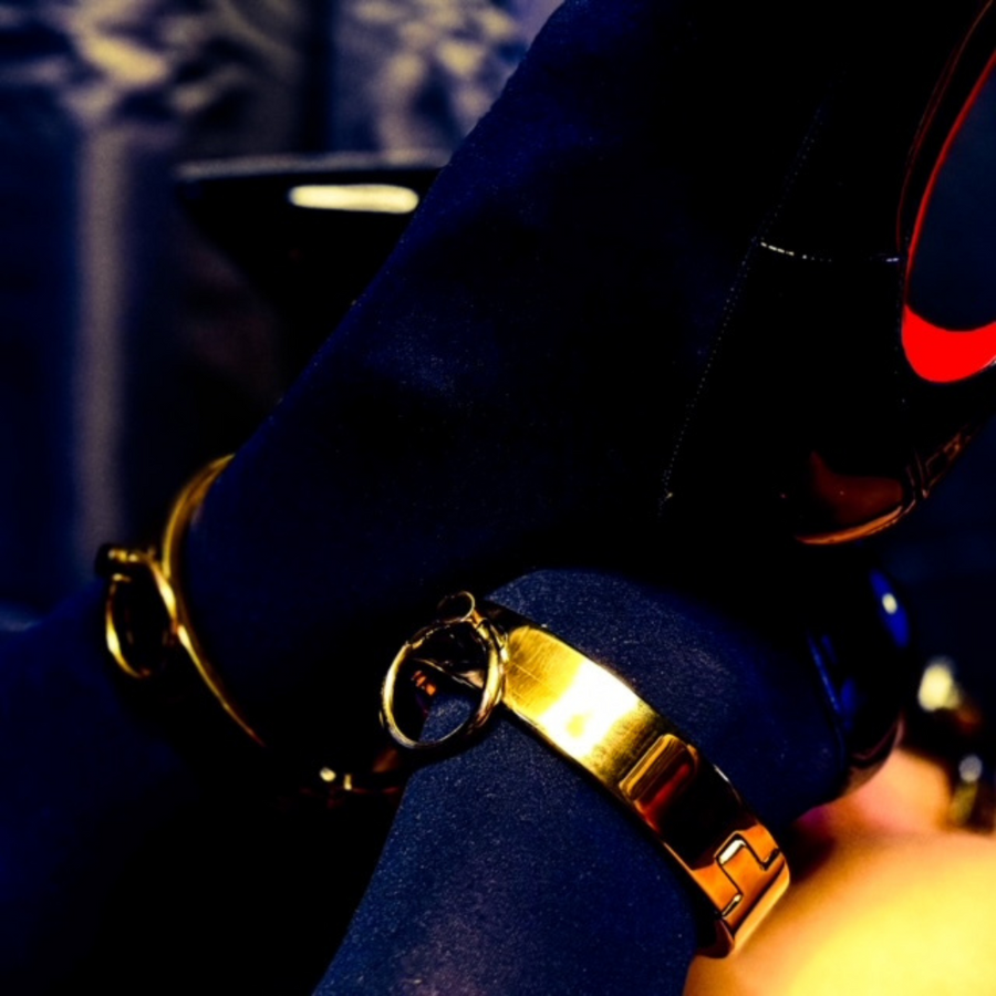 Roomsacred Love Collection Complete Luxury Bondage Set Gold Neck Collar Wrist and Ankle Cuffs BDSM Submissive Gear