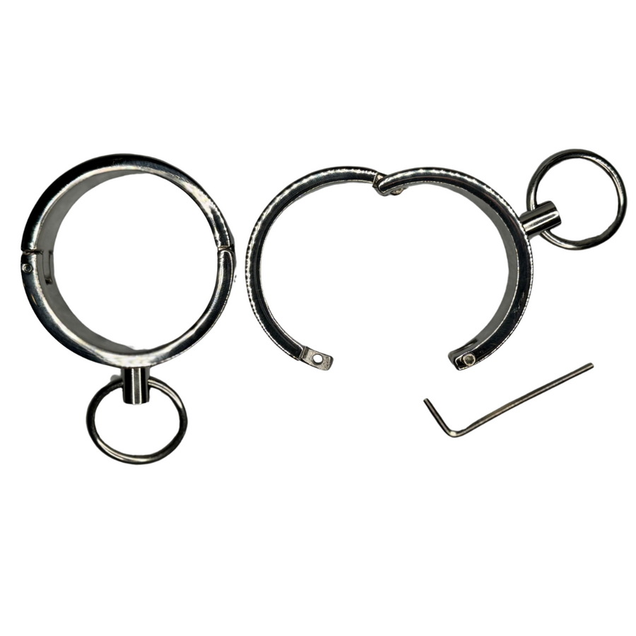Roomsacred Love Collection Polished Solid Stainless Steel Wrist Cuffs Luxurious Adult Bondage Restraint Play