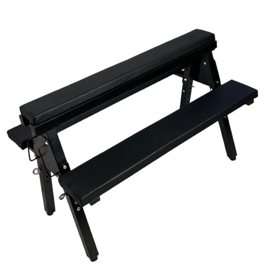 Roomsacred Black Adjustable Height Flogging Horse Spanking Bench With Ankle and Wrist Cuffs Adult Sex Room Furniture