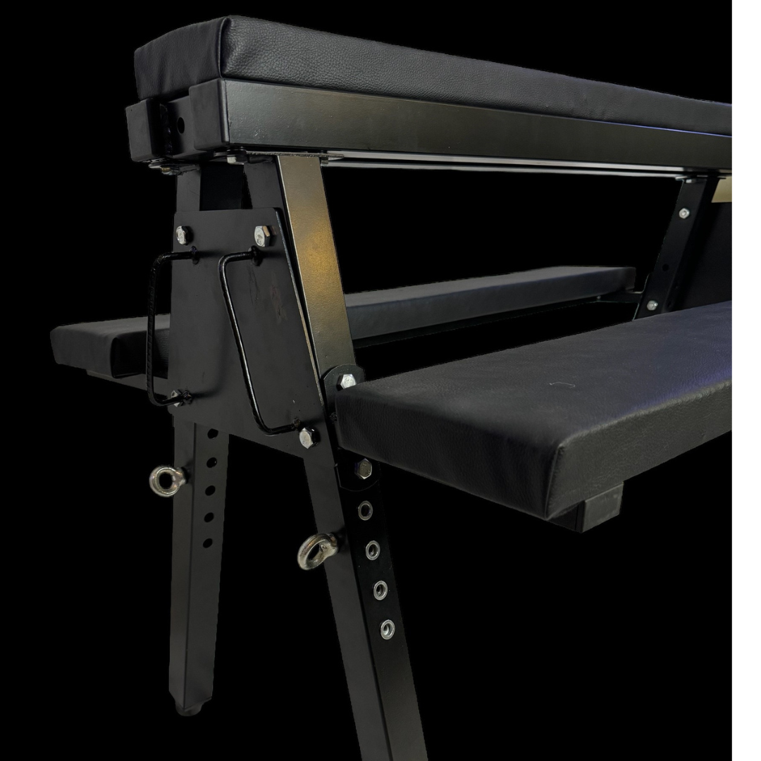 Roomsacred Black Adjustable Height Flogging Horse Spanking Bench With Ankle and Wrist Cuffs Adult Sex Room Furniture