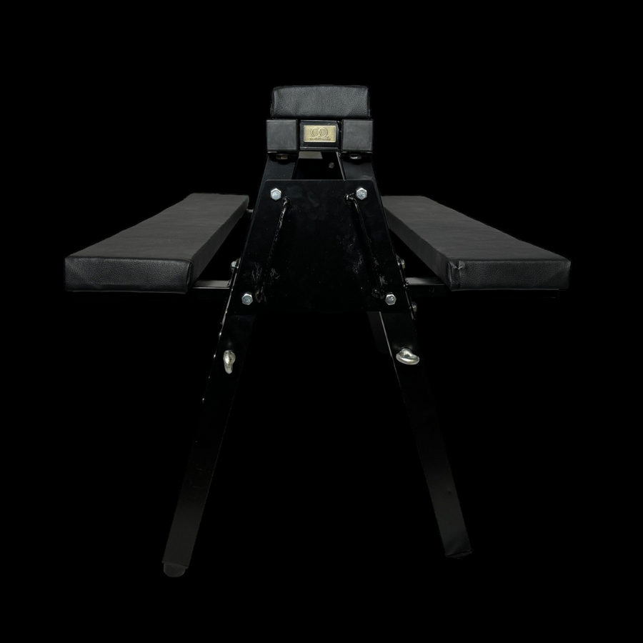 Roomsacred Black Adjustable Height Flogging Horse Spanking Bench With Ankle and Wrist Cuffs Adult Sex Room Furniture