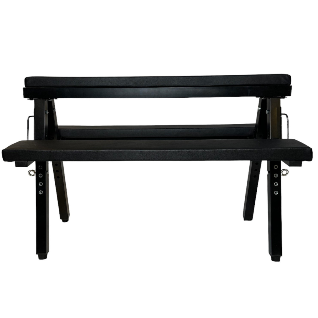 CLOSEOUT Roomsacred Black Adjustable Height Flogging Horse Spanking Bench With Ankle and Wrist Cuffs