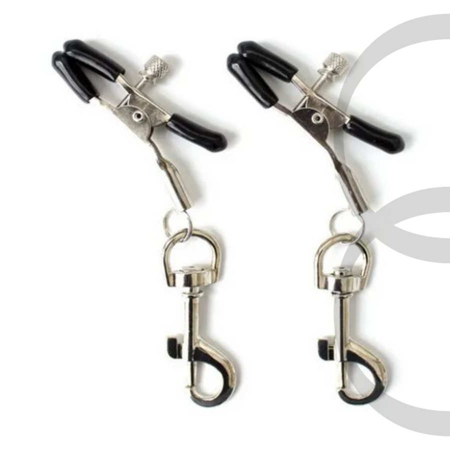 Adjustable Metal Nipple Clamps WIth Clips for Added Wright Non-Piercing Clamp Set Precision Tension Control for Enhanced BDSM Sensory Play