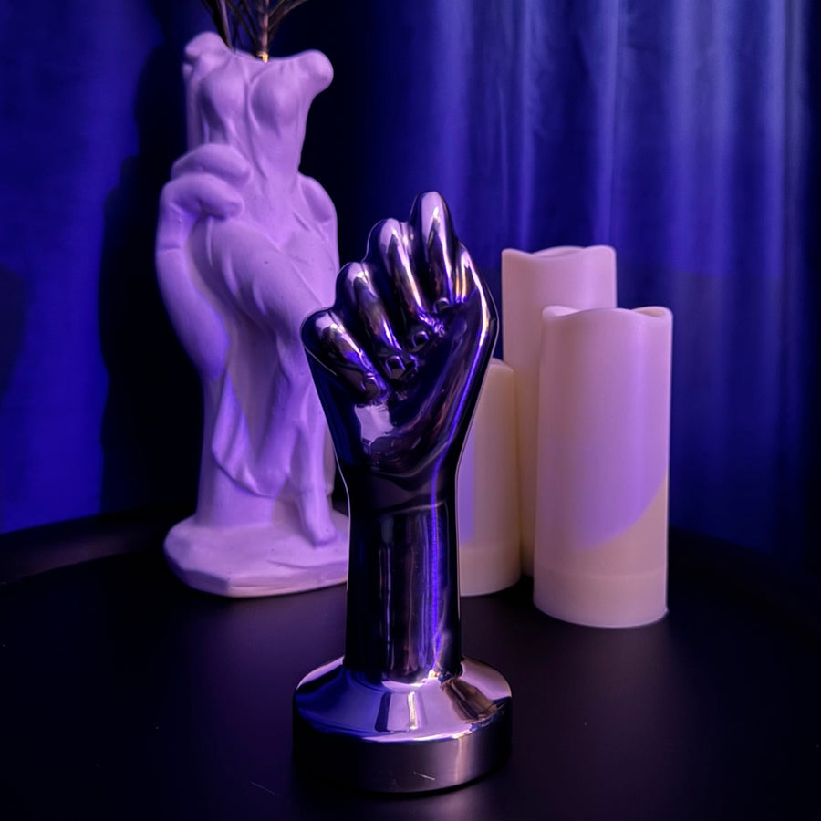 The Dominium Fist, Massive Solid Stainless Steel Power Sculpture for Provocative Display and Advanced Penetration