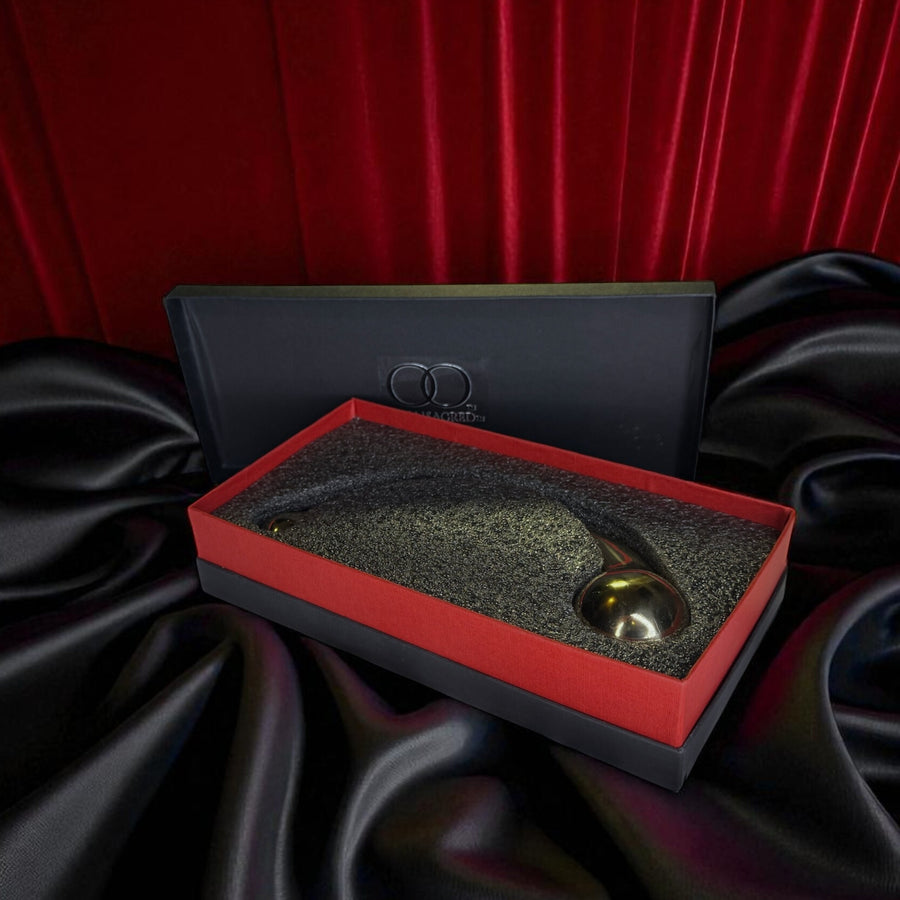 Signature Weighted Gold Stainless Steel Wand for Couples, Precision-Sculpted G-Spot and Prostate Pleasure Tool with Dual-Ended Curved Design