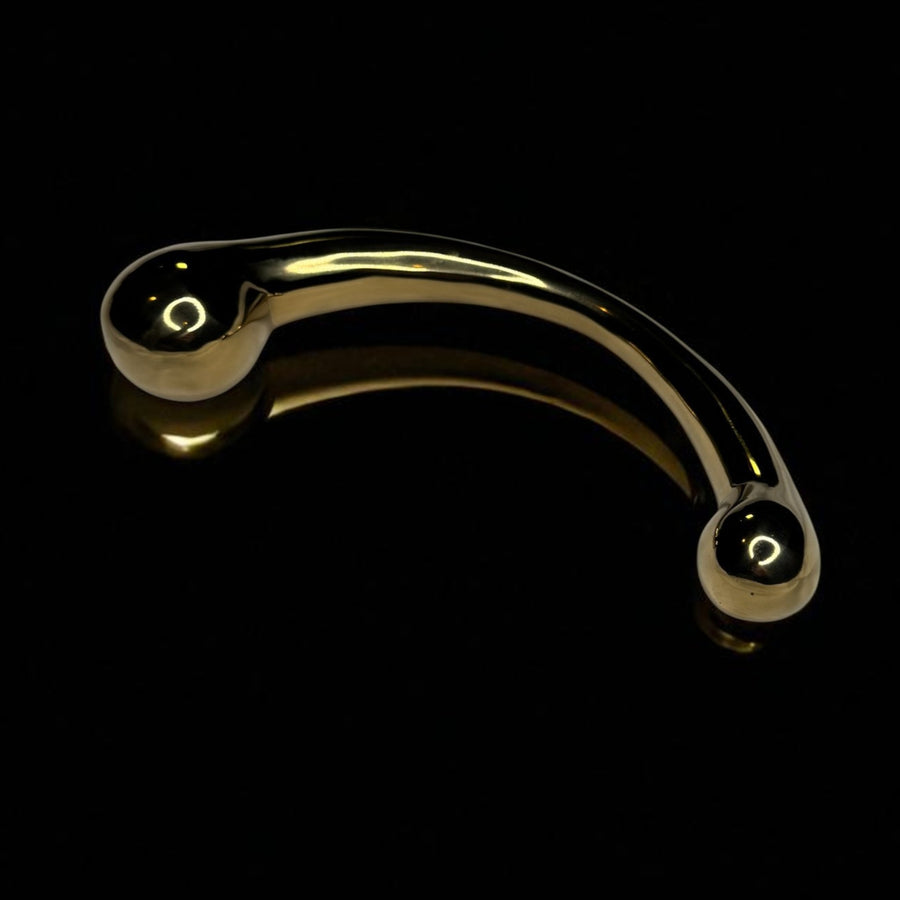 Signature Weighted Gold Stainless Steel Wand for Couples, Precision-Sculpted G-Spot and Prostate Pleasure Tool with Dual-Ended Curved Design