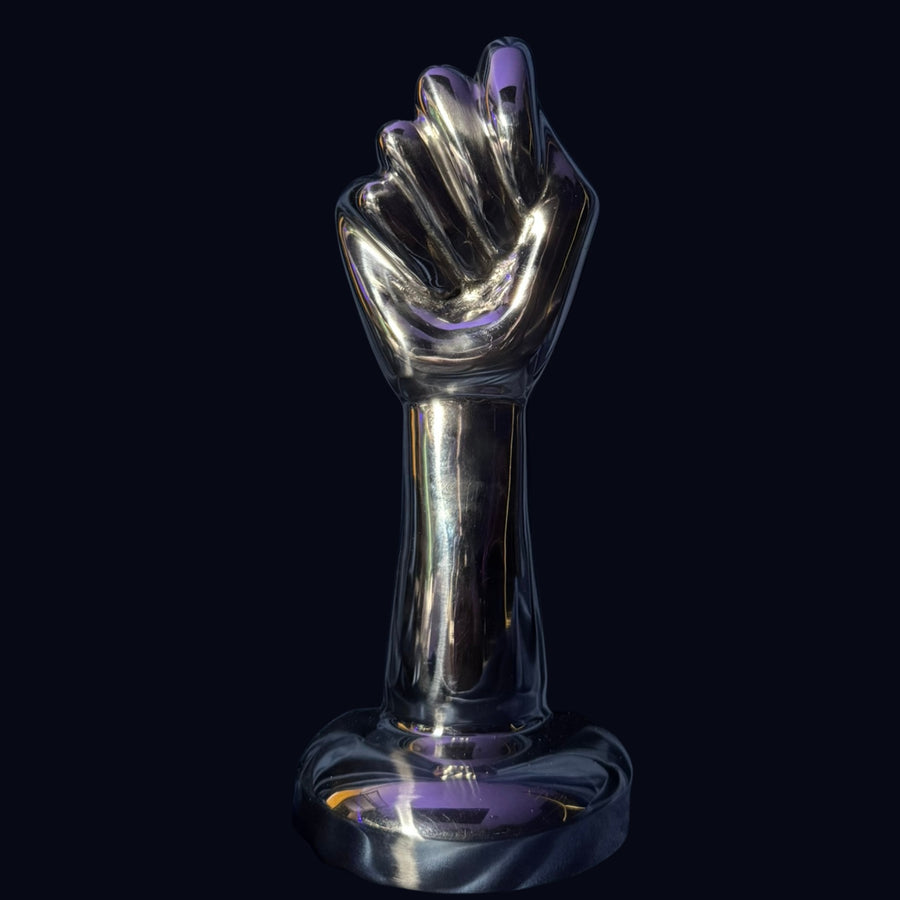 The Dominium Fist, Massive Solid Stainless Steel Power Sculpture for Provocative Display and Advanced Penetration