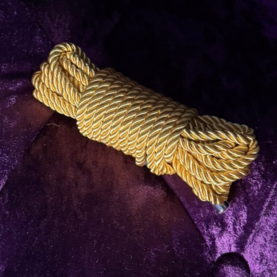 The Gilded Bind 15ft Gold Bondage Rope with Silver Accent
