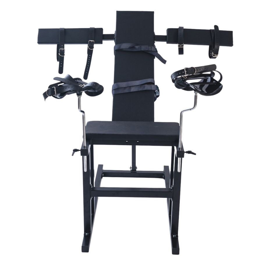 Roomsacred Gyno Chair Spanking Bench Adjustable Arm Splints & Wide Leg Stirrups BDSM Restraint Adult Bedroom Play Furniture