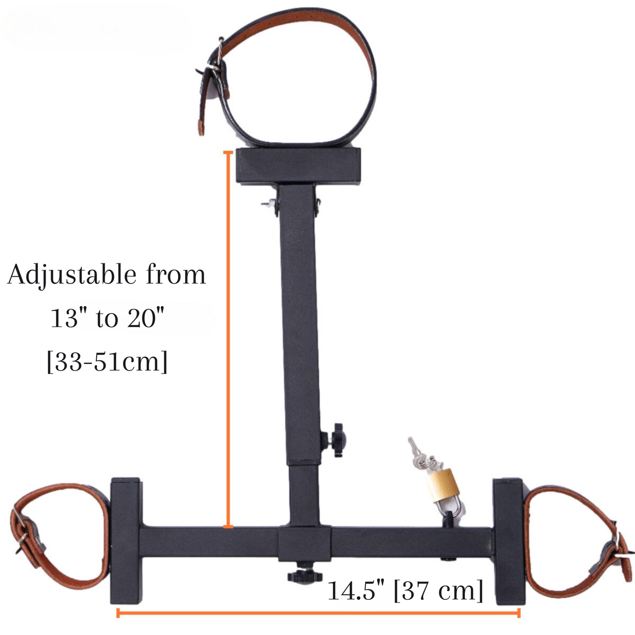 measurements of an adjustable BDSM neck and wrist bondage yoke