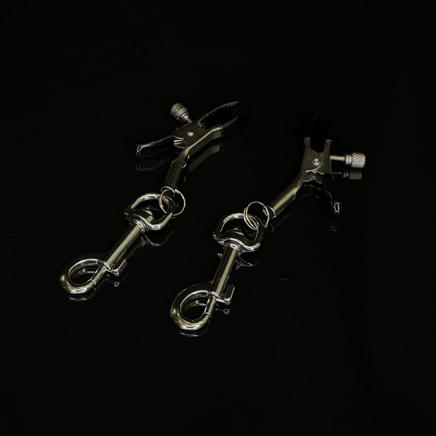 Adjustable Metal Nipple Clamps WIth Clips for Added Wright Non-Piercing Clamp Set Precision Tension Control for Enhanced BDSM Sensory Play