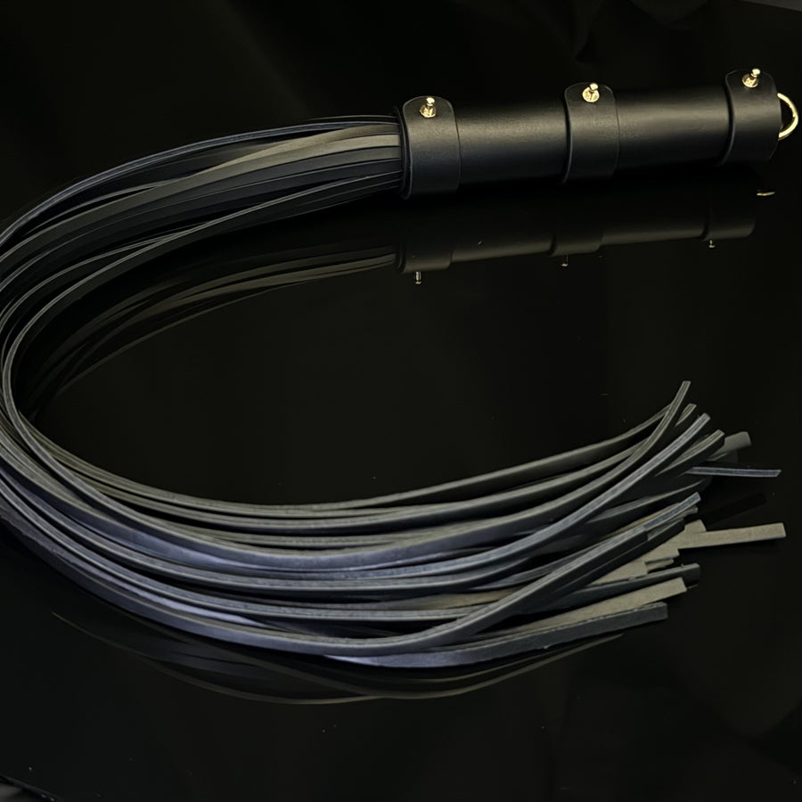 Serious Heavy Duty Leather Braided Flogger Whip with Extended Tassels & Rolled Handle Premium Sensory Play Accessory for Couples