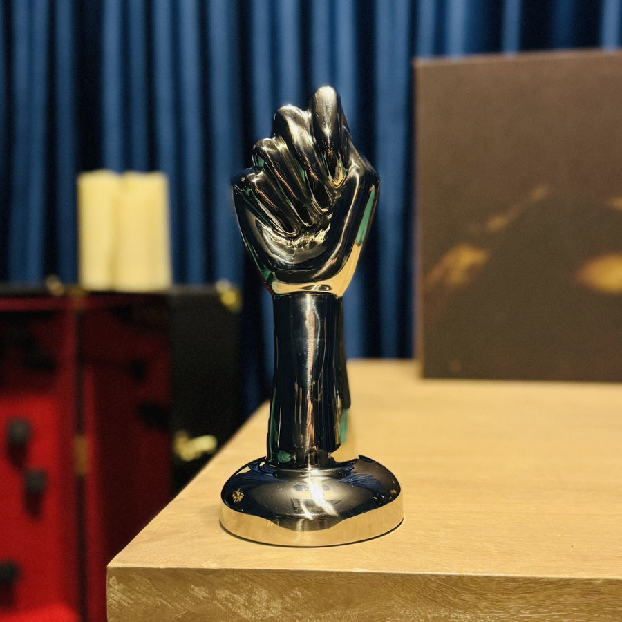 The Dominium Fist, Massive Solid Stainless Steel Power Sculpture for Provocative Display and Advanced Penetration