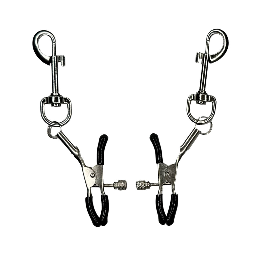 Adjustable Metal Nipple Clamps WIth Clips for Added Wright Non-Piercing Clamp Set Precision Tension Control for Enhanced BDSM Sensory Play