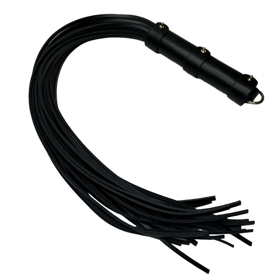 Serious Heavy Duty Leather Braided Flogger Whip with Extended Tassels & Rolled Handle Premium Sensory Play Accessory for Couples