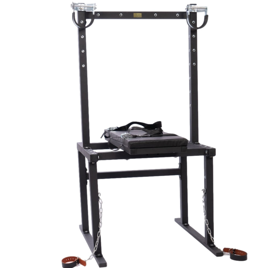 Roomsacred Full Access Bondage Restraint Table Adjustable BDSM Gyno Chair with Ankle & Wrist Cuffs Adult Playroom Dungeon Sex Room Furniture