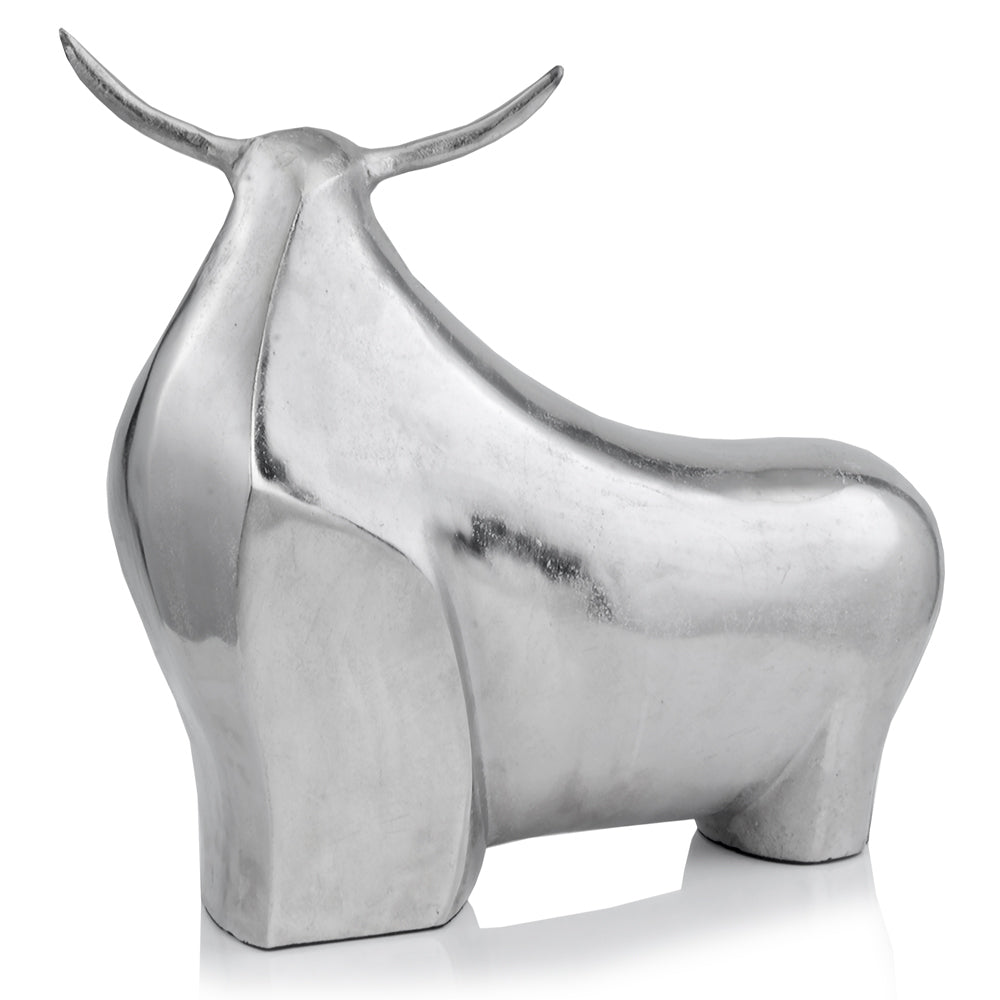 Silver Extra Large Bull Sculpture