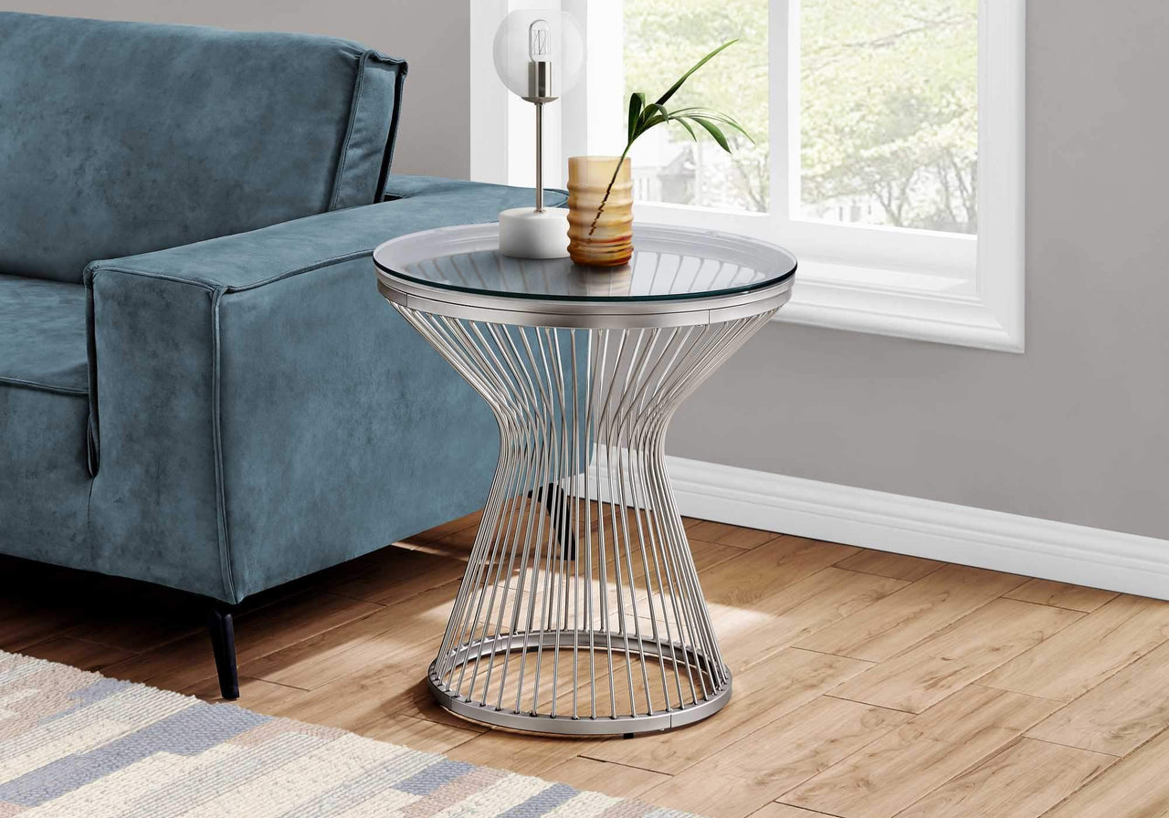 Stainless Steel Tempered Glass Sexy Hourglass Table