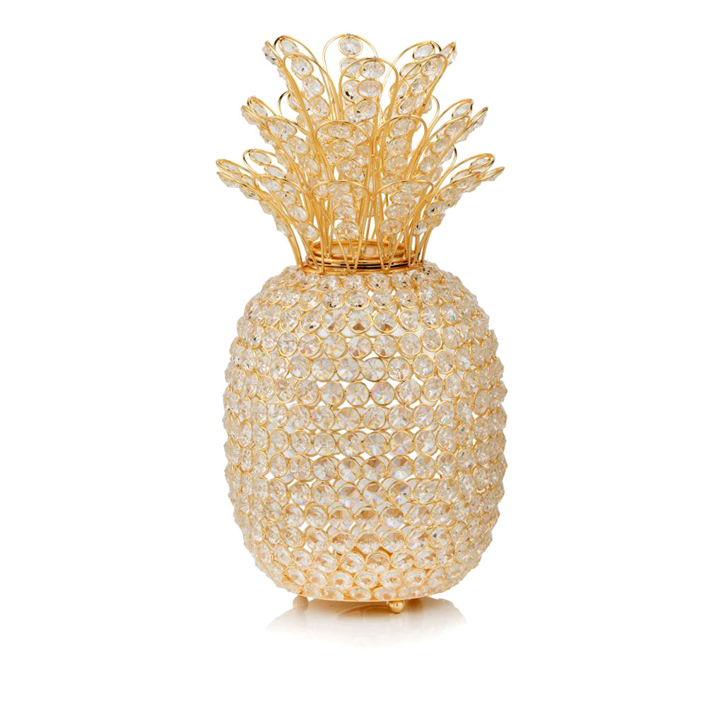 15" Gold Pineapple Faux Crystal Sculpture