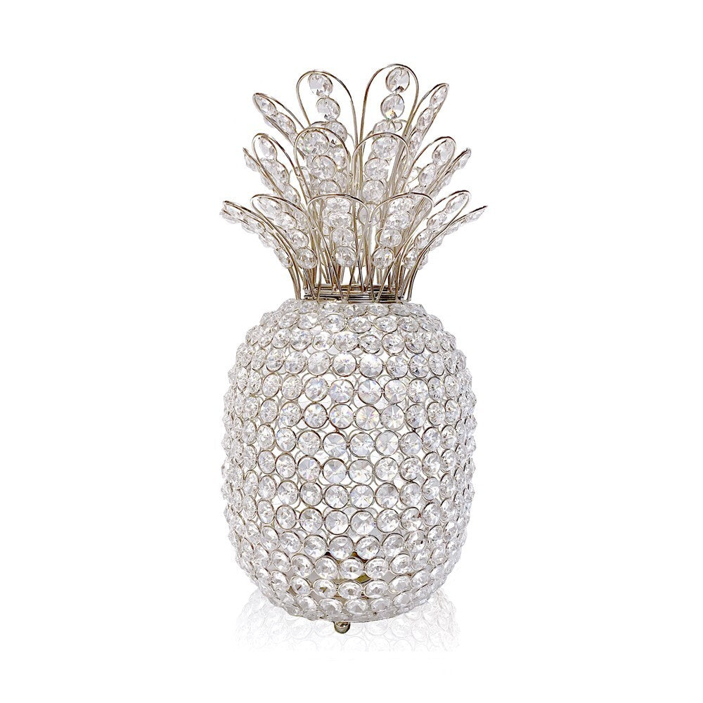 15" Silver Faux Crystal Pineapple Sculpture