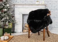 Thumbnail for 2' X 5' Black Natural Rectangular Sheepskin Area Rug