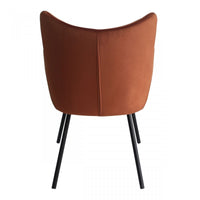 Thumbnail for Rust Orange Curvy Velvet and Black Modern Dining Chair
