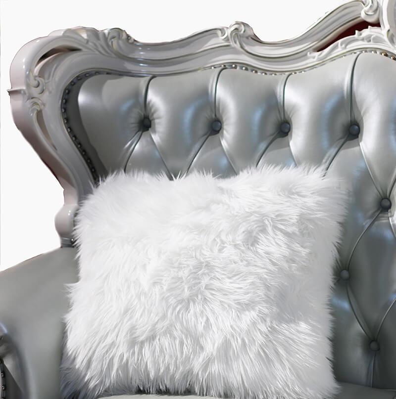 Luxury Faux Fur Decorative Pillow in White