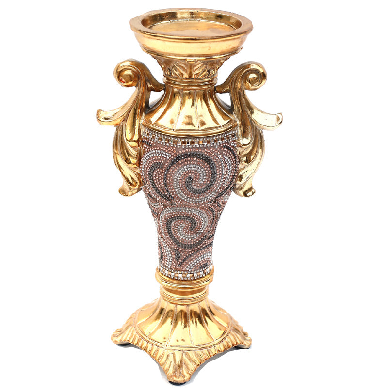 Luxe Collection Gold Crystal Embellished Ceramic Candlestick Holder
