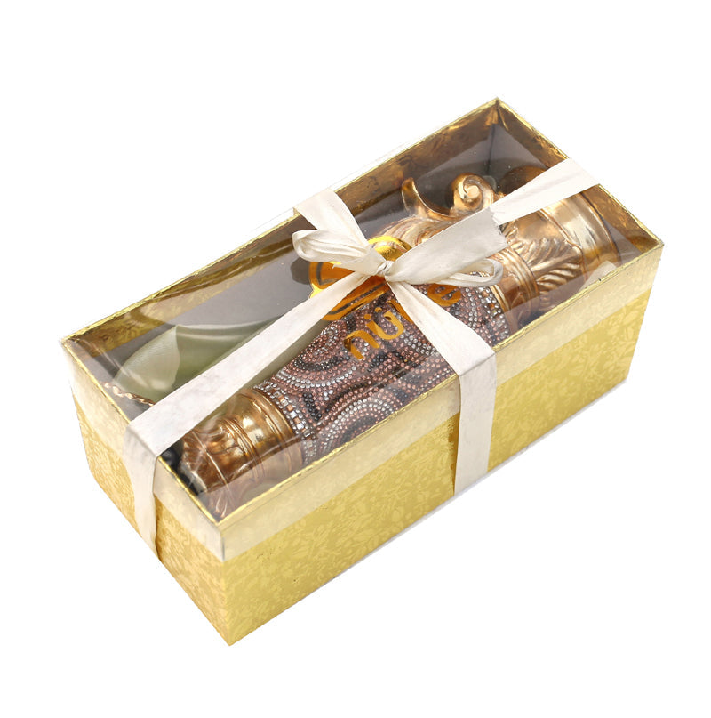 Luxe Collection Gold Crystal Embellished Ceramic Candlestick Holder Small