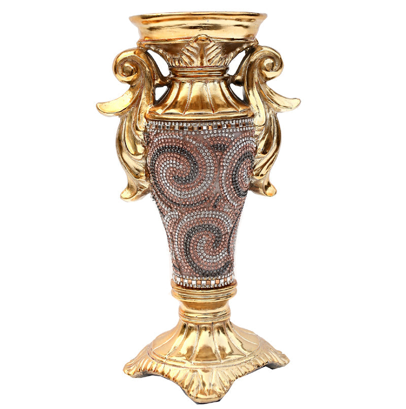 Luxe Collection Gold Crystal Embellished Ceramic Candlestick Holder Small