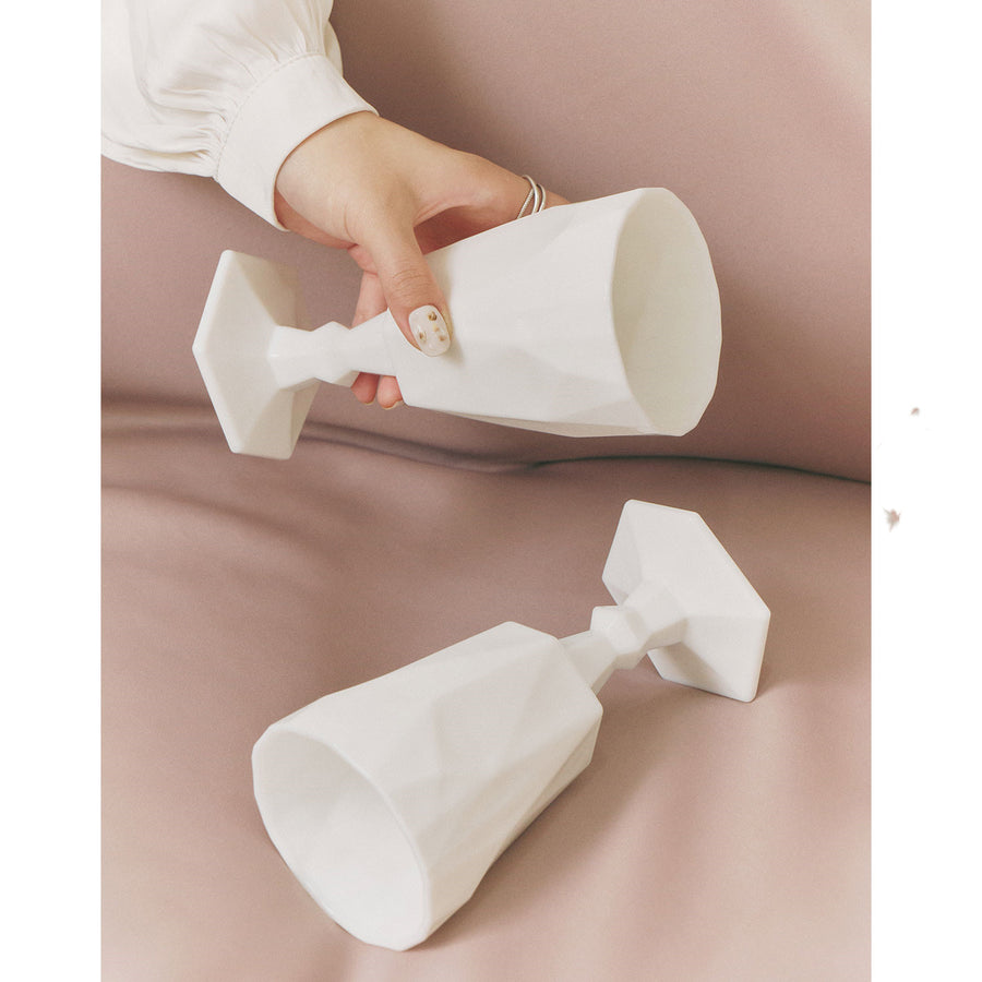 White Jade Wine Glass Sculpture Table Art