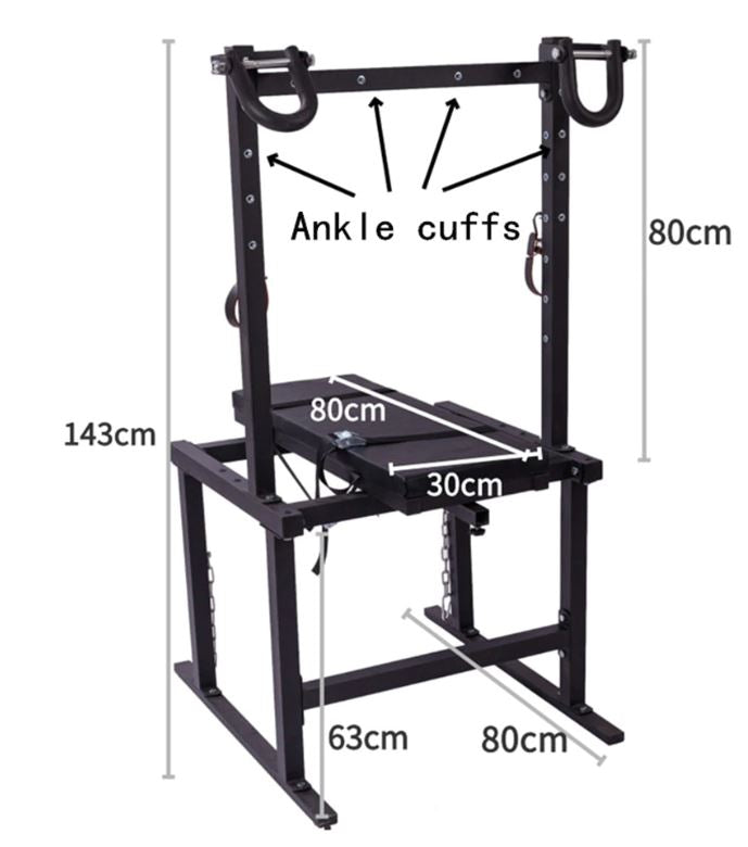 Roomsacred Full Access Bondage Restraint Table Adjustable BDSM Gyno Chair with Ankle & Wrist Cuffs Adult Playroom Dungeon Sex Room Furniture