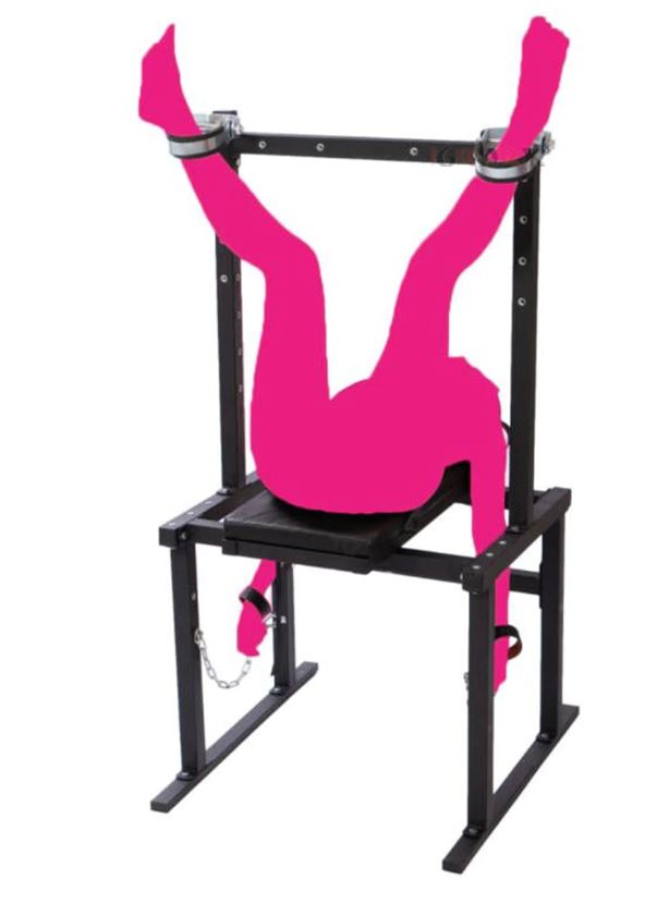 Roomsacred Full Access Bondage Restraint Table Adjustable BDSM Gyno Chair with Ankle & Wrist Cuffs Adult Playroom Dungeon Sex Room Furniture